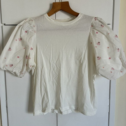 Cotton top with balloon sleeves Sinsay new, white
