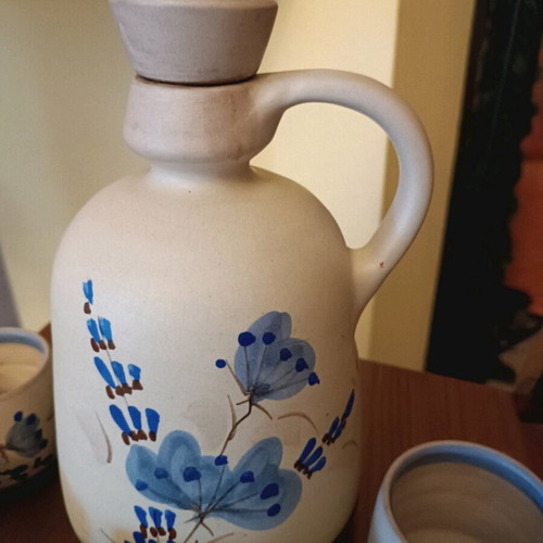 Ceramic jug with cups like new, hand-painted set