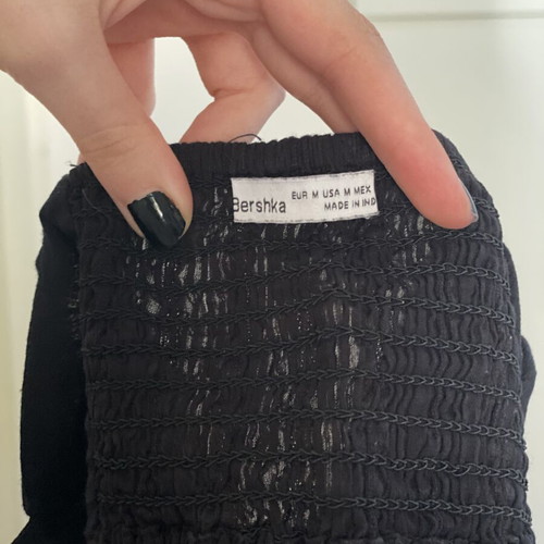 Bershka Boho crop top, black, size M