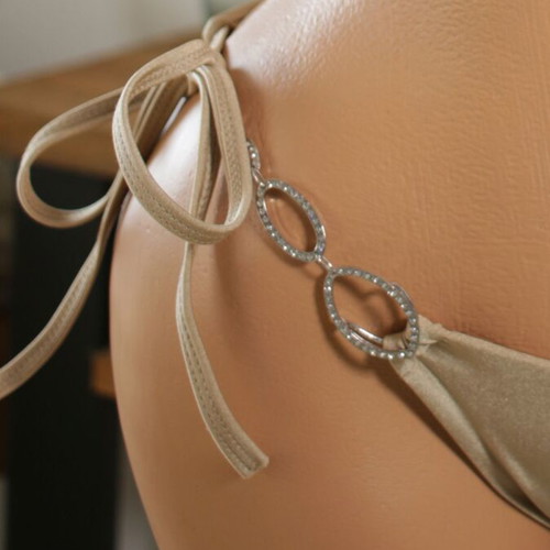 Women's gold beige bikini swimsuit new with diamond drops