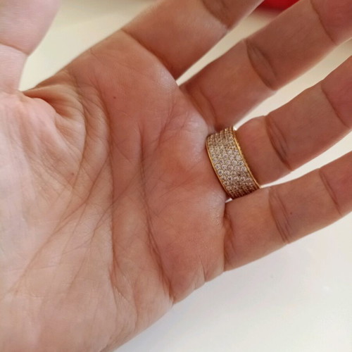 Women's ring new, wide pavé crystal design, gold color