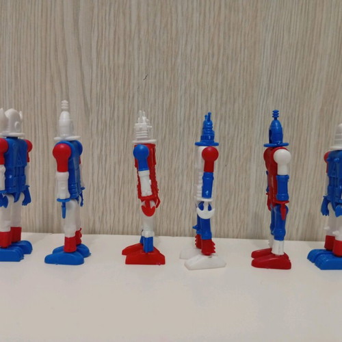 Vintage Kinder Surprise Joy robot figures used, set from the 80s