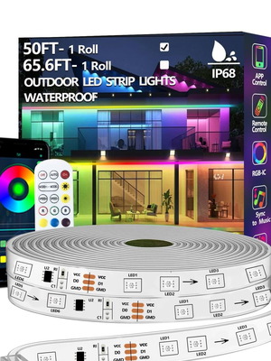 Εξωτερική RGBIC LED ταινία 15 μ. IP68 με εφαρμογή και μουσικό режим