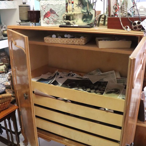 Vintage drawer cabinet used with shallow drawers and curved legs