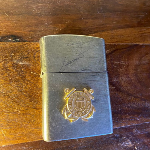 Vintage Oversized Table Lighter Reporter with United States Coast Guard Emblem used