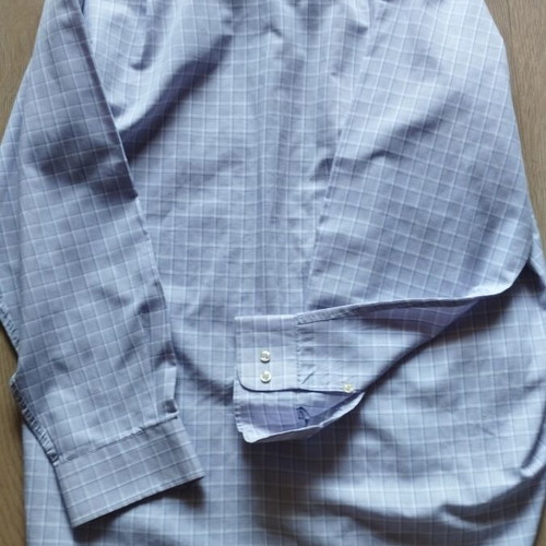 Da Vinci men's checked shirt, M, lilac with blue stripes