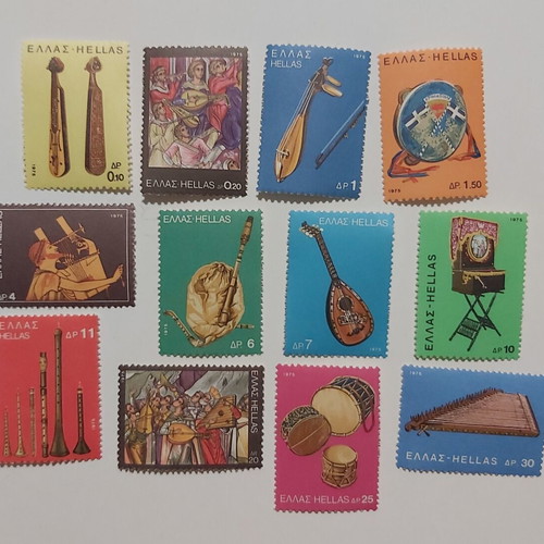 Series of Laiko Musical Instruments Stamps 1975 mint complete set 12 values