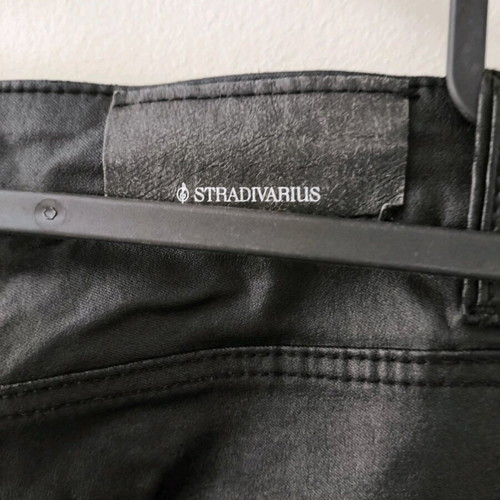Stradivarius High-Waisted Black Pants Like New With Faux Leather Coating XS