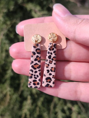 Handmade earrings new from polymer clay, beige and brown