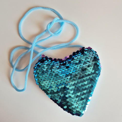 Children's wallet with blue sequins, unused