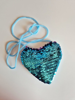 Children's wallet with blue sequins, unused