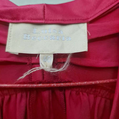 Luisa Beccaria long coral satin dress with ruching