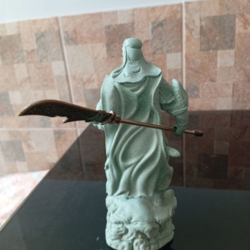 Collectible Guan Yu Statue with Metal Guan Dao Weapon, New