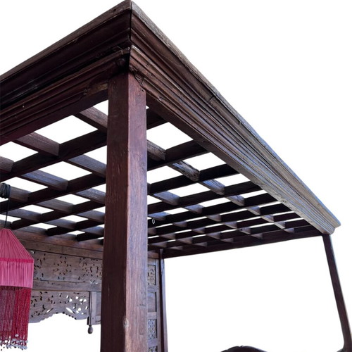 Balinese traditional king size canopy bed used, solid teak