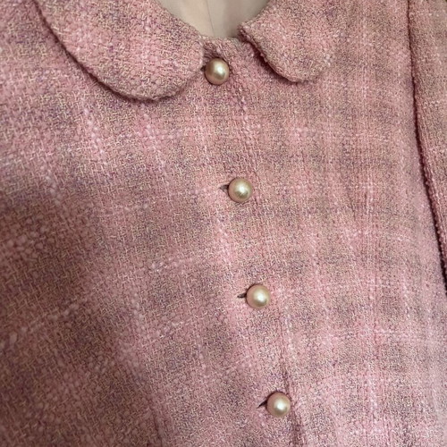 Pink jacket like new with short length and round collar