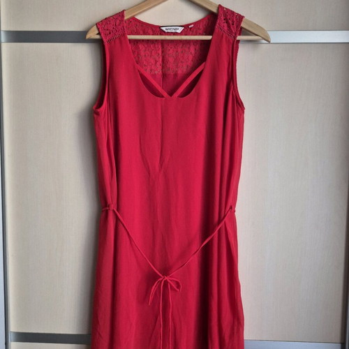 Naf Naf red dress with lace like new, size 38