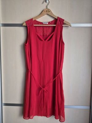 Naf Naf red dress with lace like new, size 38