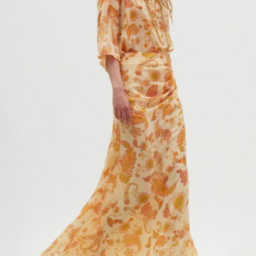Hemithea maxi high-waisted skirt new with paisley yellow