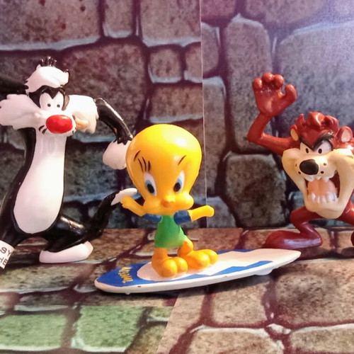 Looney Tunes figures set Sylvester, Tweety, Tasmanian Devil used