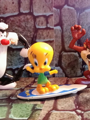 Looney Tunes figures set Sylvester, Tweety, Tasmanian Devil used