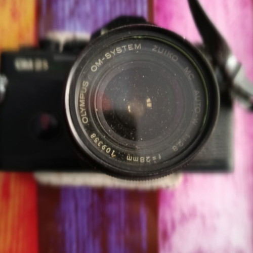 Olympus OM-2S analog camera kit with lenses and Gold Line accessories