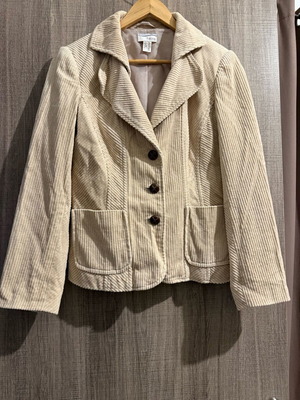 Corduroy jacket beige medium like new, 100% cotton with shoulder pads