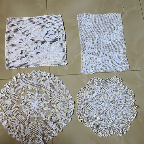 Handmade knitted cotton thread doilies like new