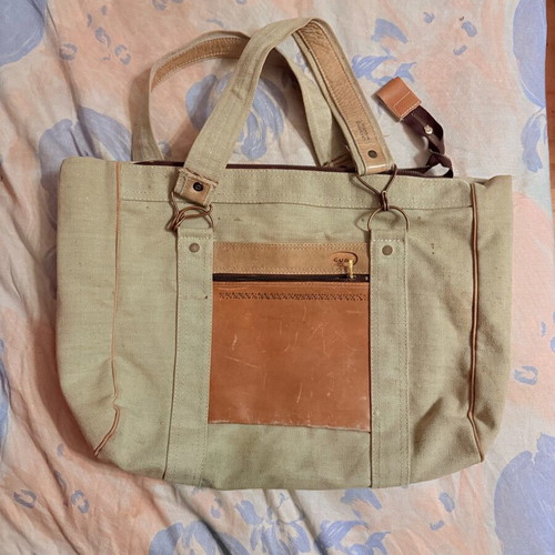 Vintage handbag used, beige and brown