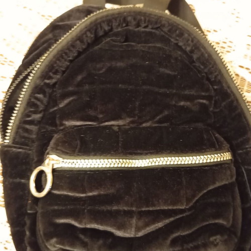 Black velvet backpack like new