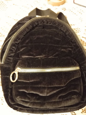 Black velvet backpack like new
