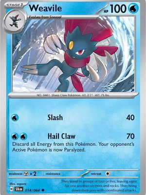 Weavile 014/064 Shrouded Fable Pokemon card new collectible