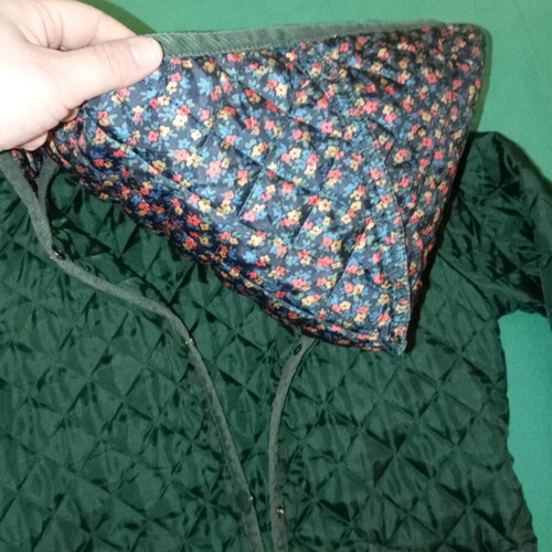Zara quilted women's jacket used, cypress green with hood