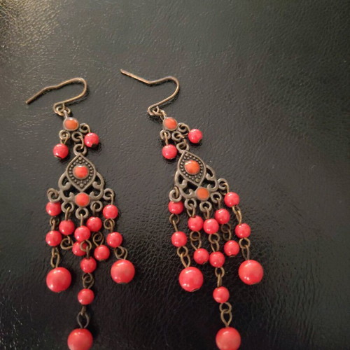 Boho earrings with beads handmade like new
