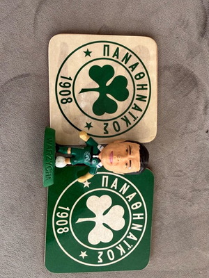 Panathinaikos Vazehas miniature and coasters like new