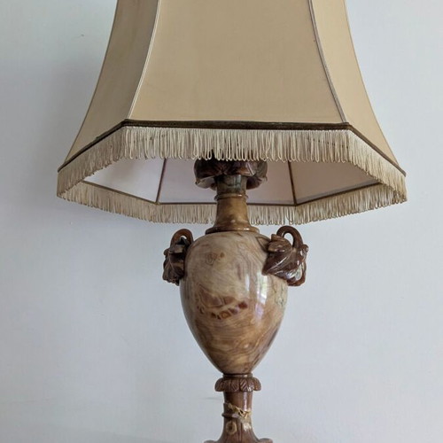Vintage table lamp made of natural onyx alabaster, classic style
