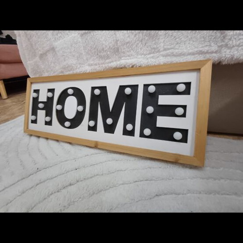 Wooden Home decorative sign with LED lights like new