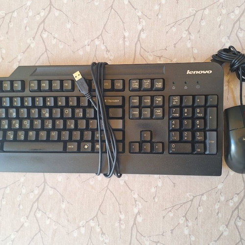 Lenovo Wired Keyboard KU-0225 and Optical Mouse Set like new