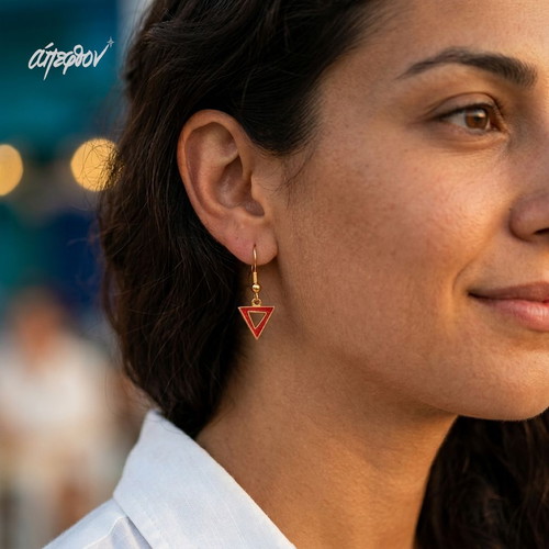 Alba earrings new, red and gold stainless steel with enamel