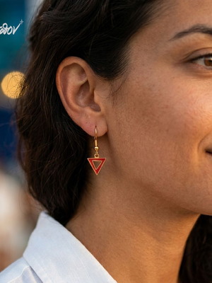 Alba earrings new, red and gold stainless steel with enamel
