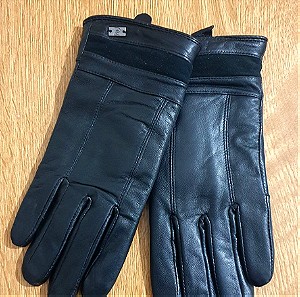 S/M μαύρα δερμάτινα γάντια Pierre Cardin