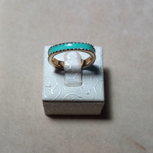 Loisir ring with turquoise enamel, new, gold-plated stainless steel