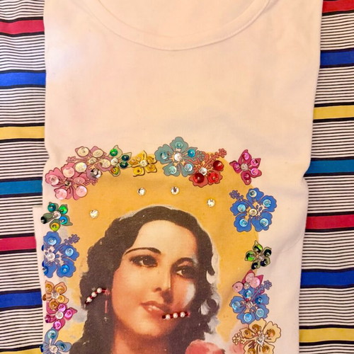 John P. vintage embellished T-shirt with sequins and beads used