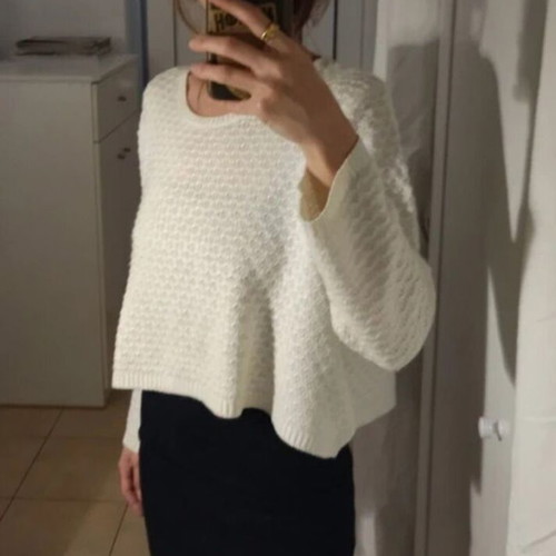 Crop knitted sweater Pull & Bear like new, white