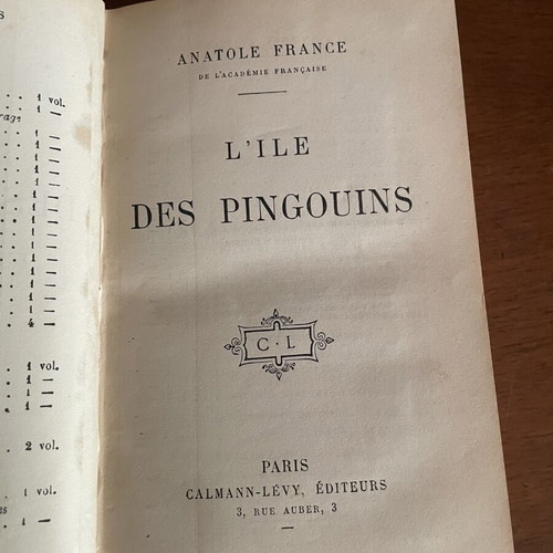 Anatole France L'Ile Des Pingouins book used, French edition 1908