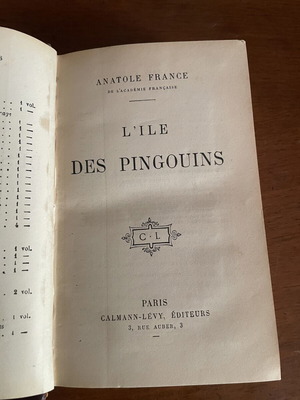 Anatole France L'Ile Des Pingouins βιβλίο μεταχειρισμένο, γαλλική έκδοση 1908