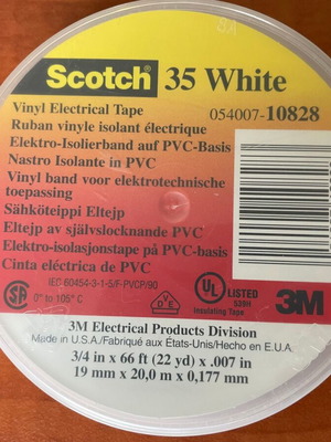 3M Μονωτική Ταινία Scotch 35 White καινούργια 19mm x 20m