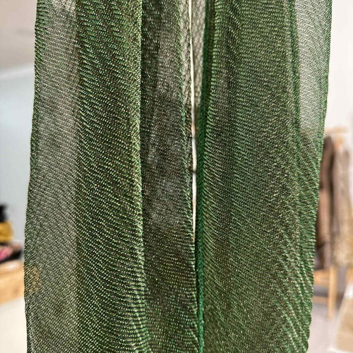 Thin semi-transparent pashmina with silver thread new in red and silver