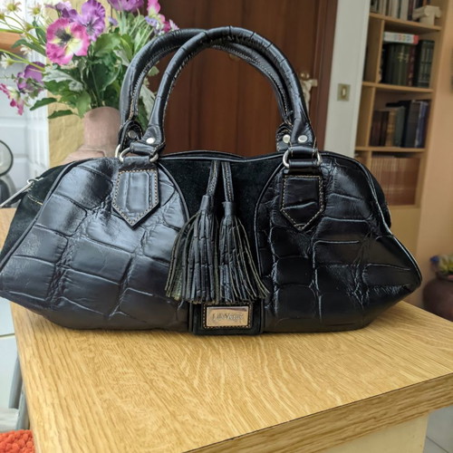Lila Verde leather and suede handbag, black