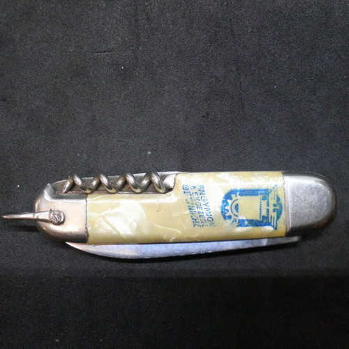 Antique prewar commemorative Flosi pocket knife "International Thessaloniki Fair" used