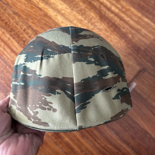 Vintage full Greek army helmet with camouflage cover, like new